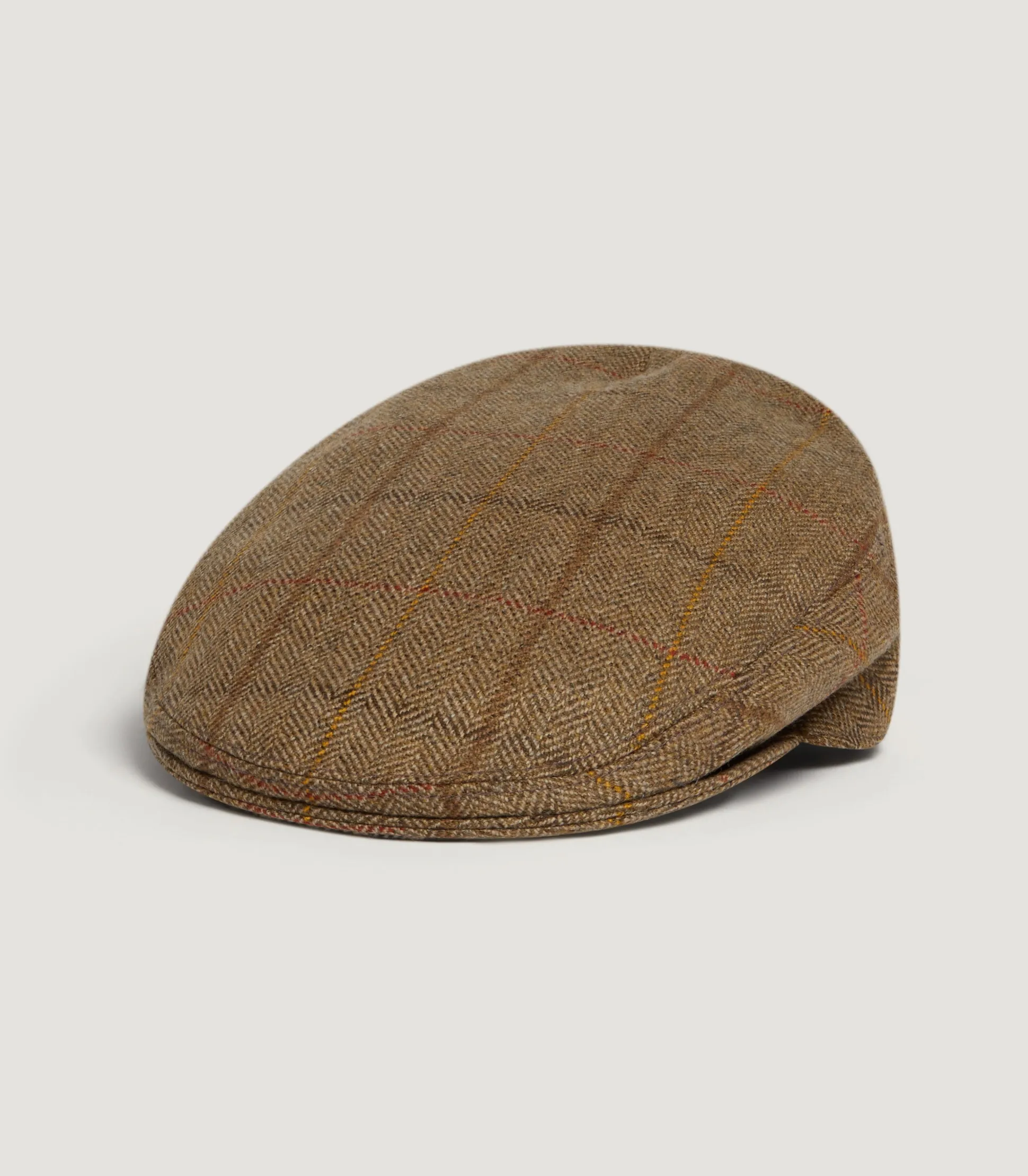 Litton Short Peak Tweed Flat Cap In Morar