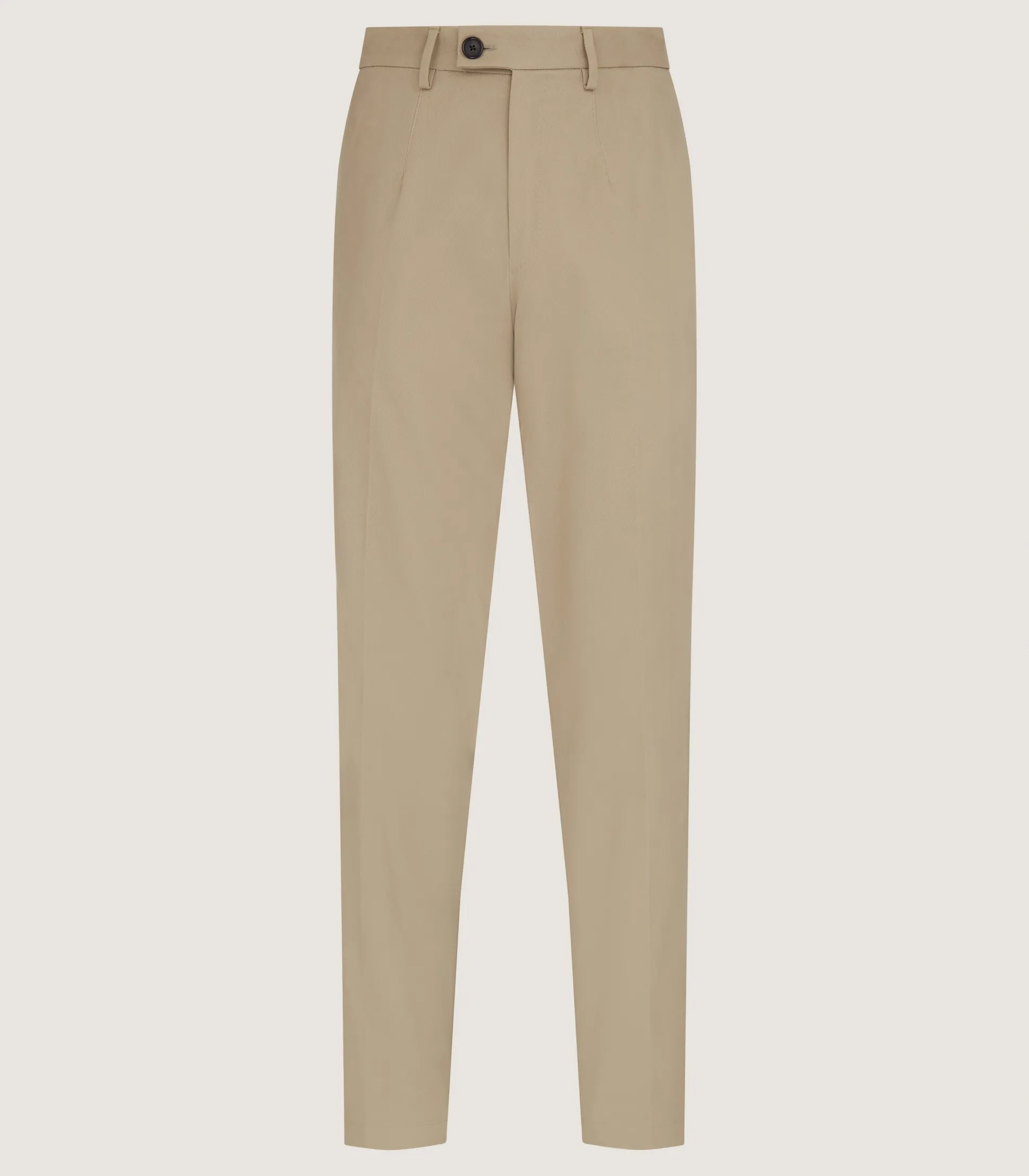 Men's Brushed Cotton Twill Flat Front Trousers In Khaki