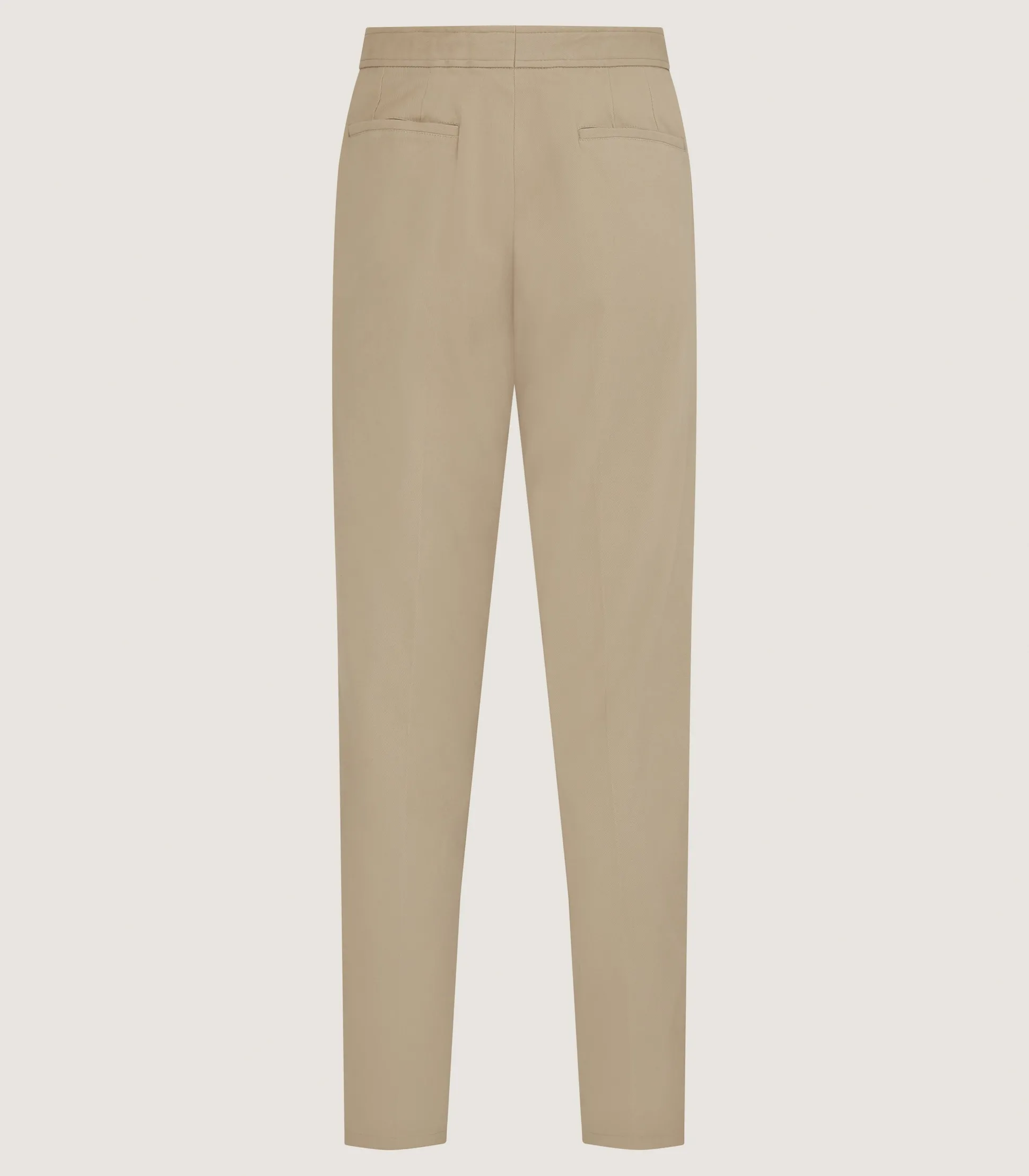 Men's Brushed Cotton Twill Flat Front Trousers In Khaki