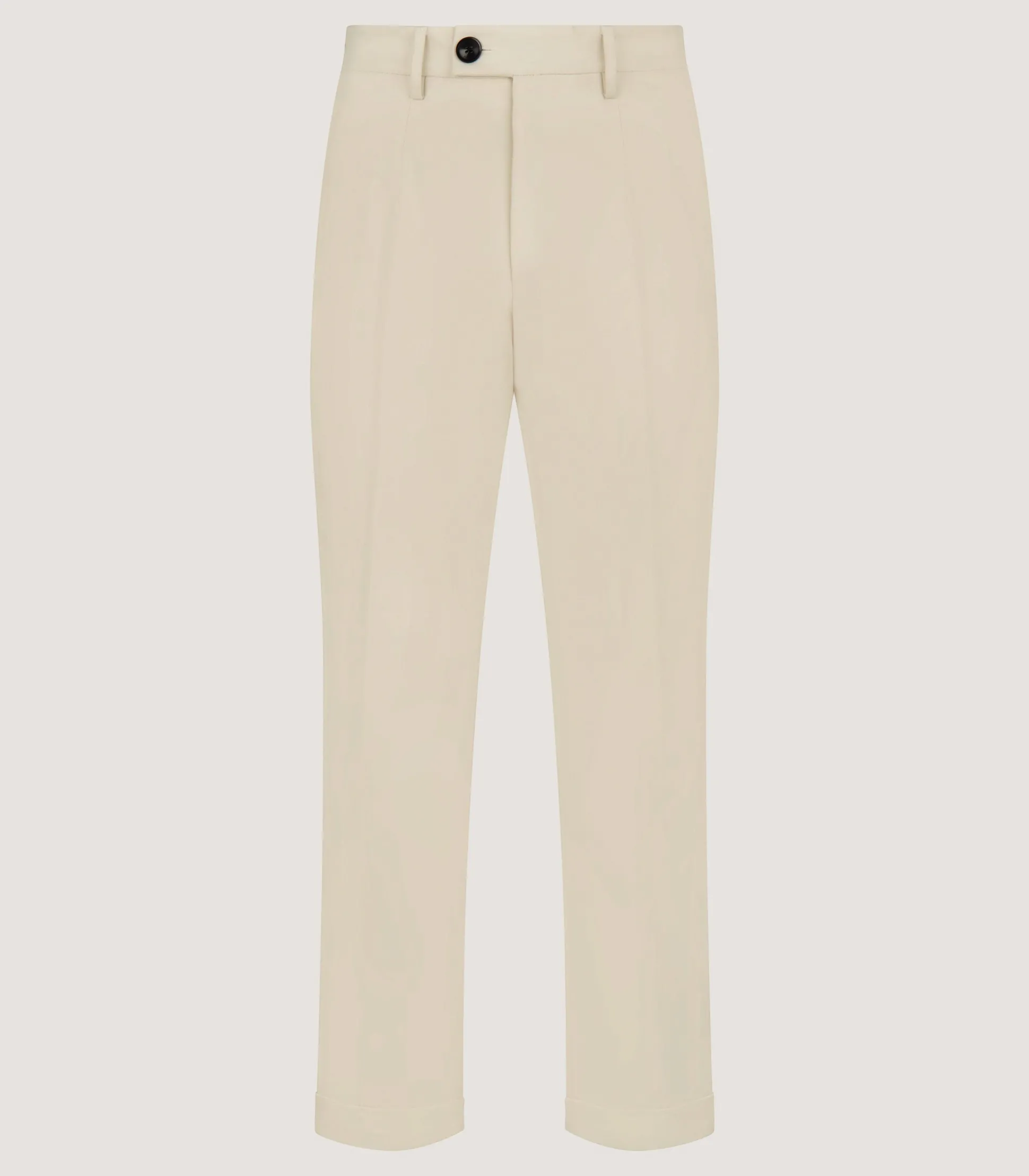 Men's Brushed Cotton Twill Flat Front Trousers In Stone