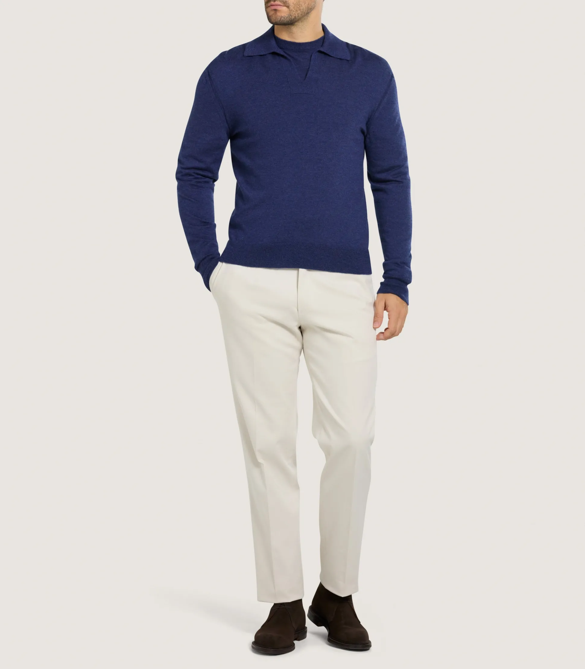 Men's Cashmere Duke Polo in Canvas Blue