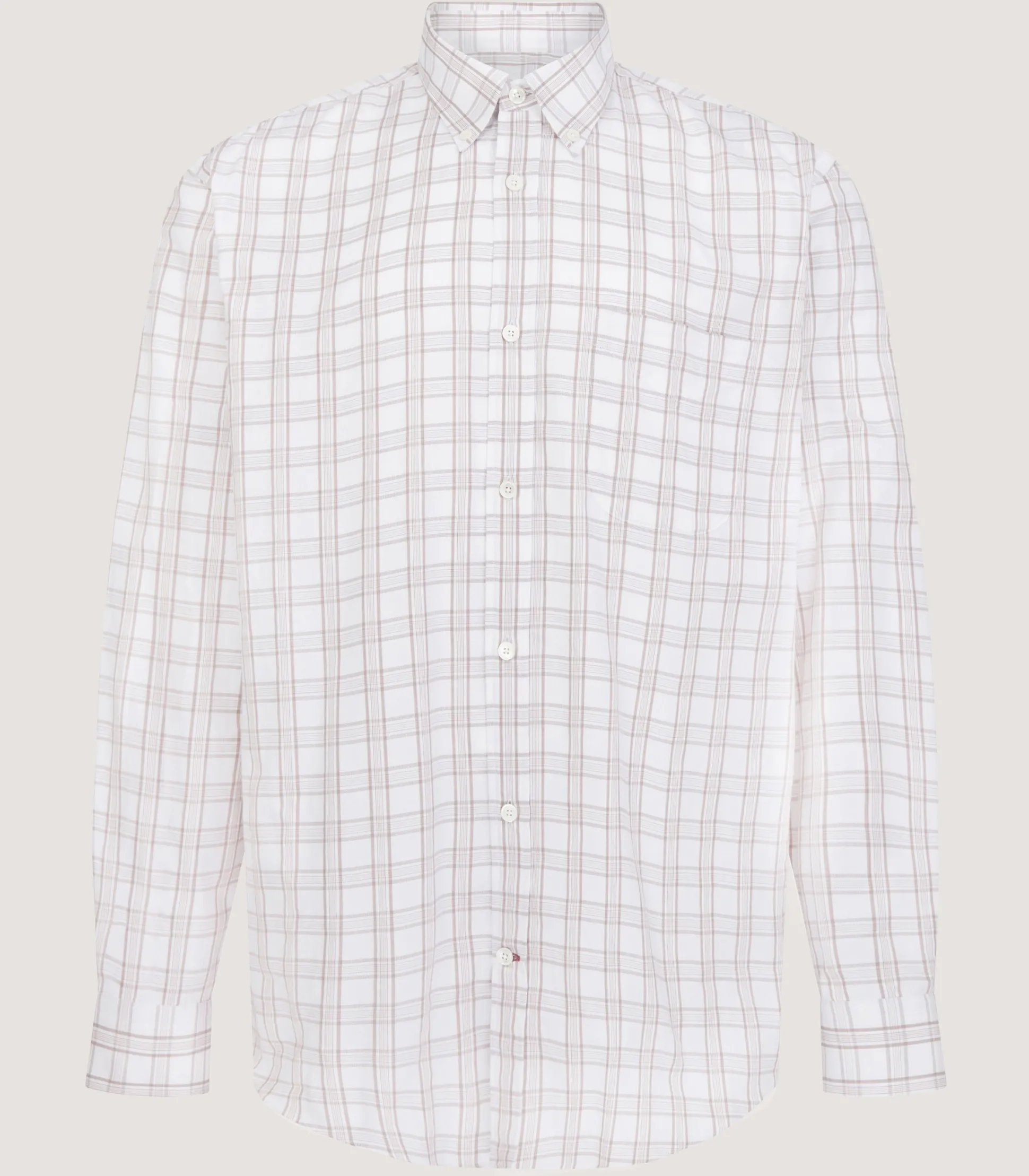 Men's Light Cotton Check Button Down Shirt In Taupe