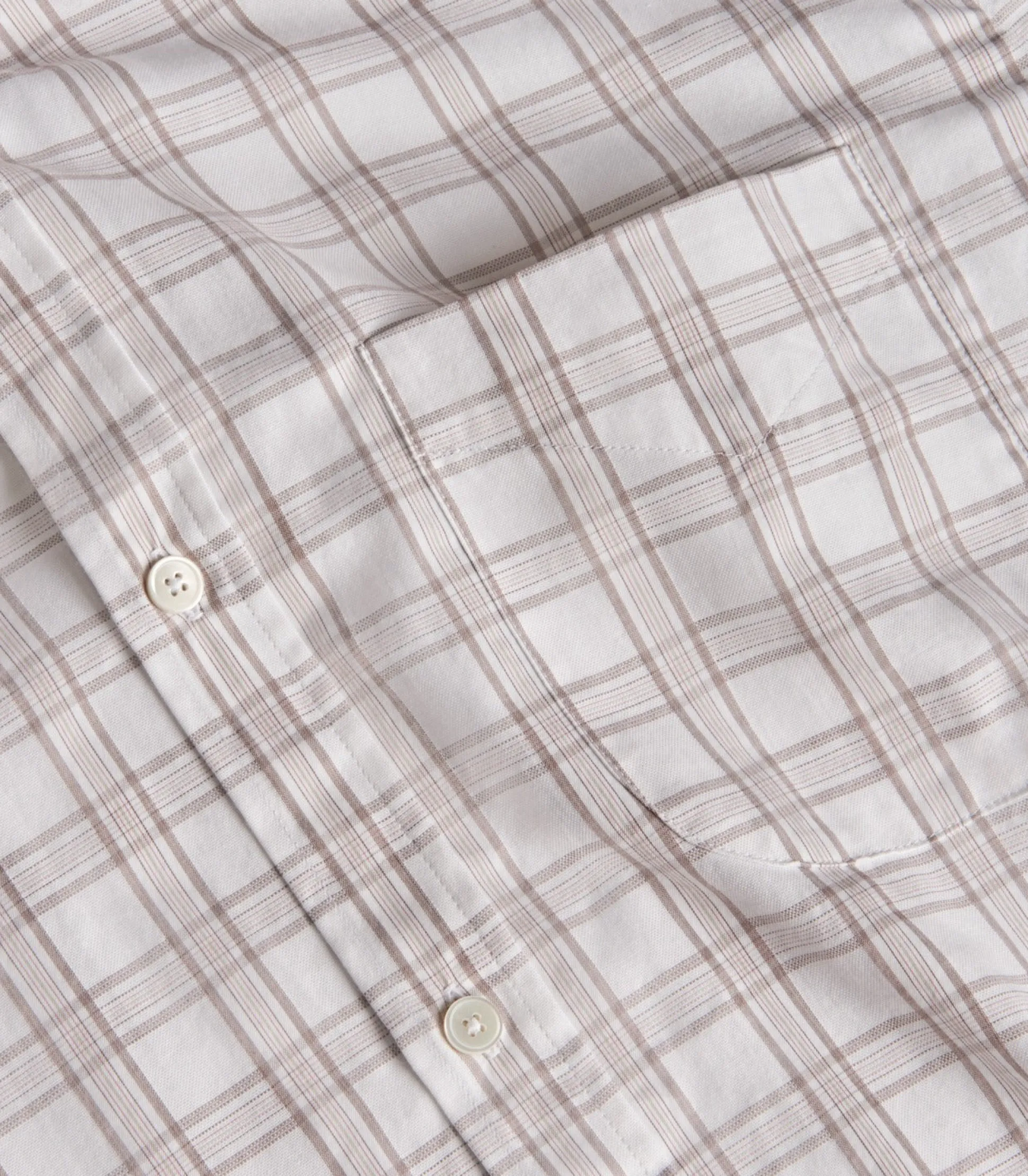 Men's Light Cotton Check Button Down Shirt In Taupe