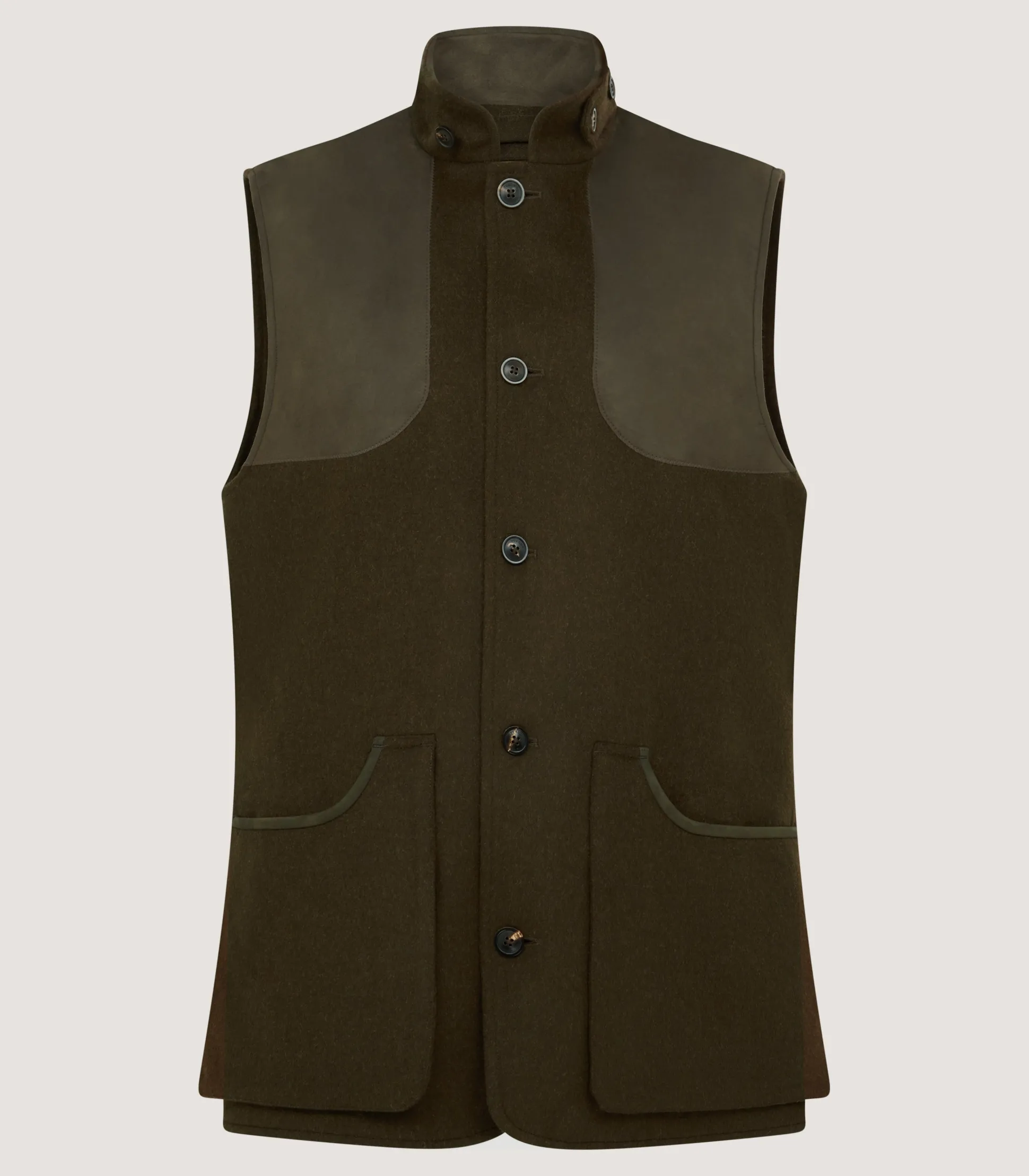 Men's Loden High Collar Sporting Vest in Loden