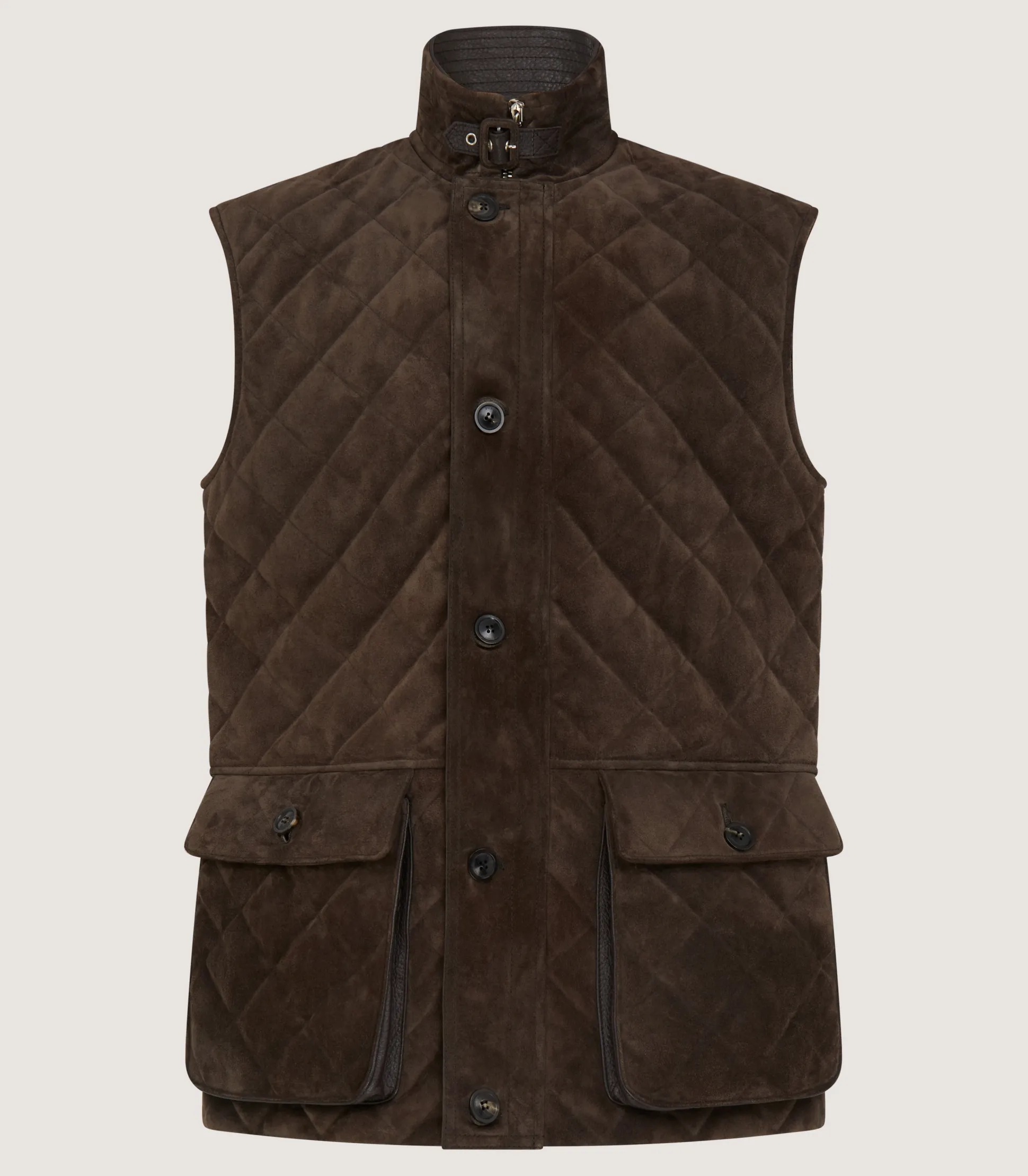 Men's Suede Padded Gilet in Walnut