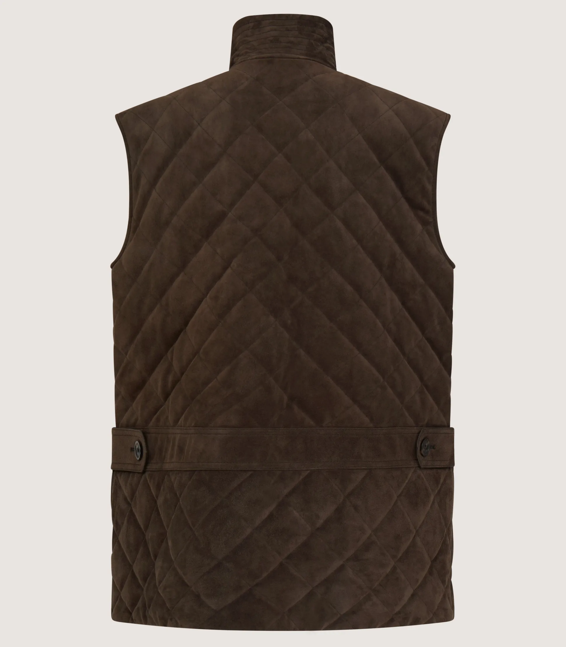 Men's Suede Padded Gilet in Walnut