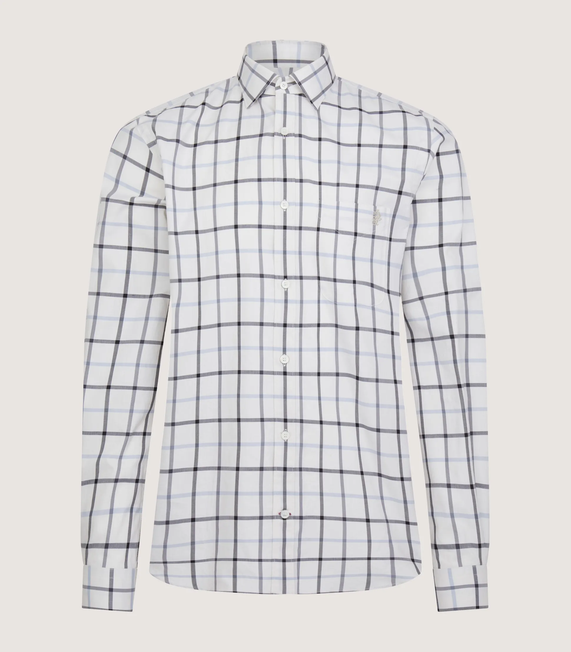 Men's Summer Sporting Windowpane Pocket Shirt In Blue