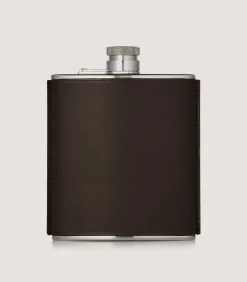 6oz Leather Flask In Dark Brown