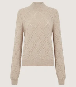 Women's Cashmere Cable Sweater in Oatmeal