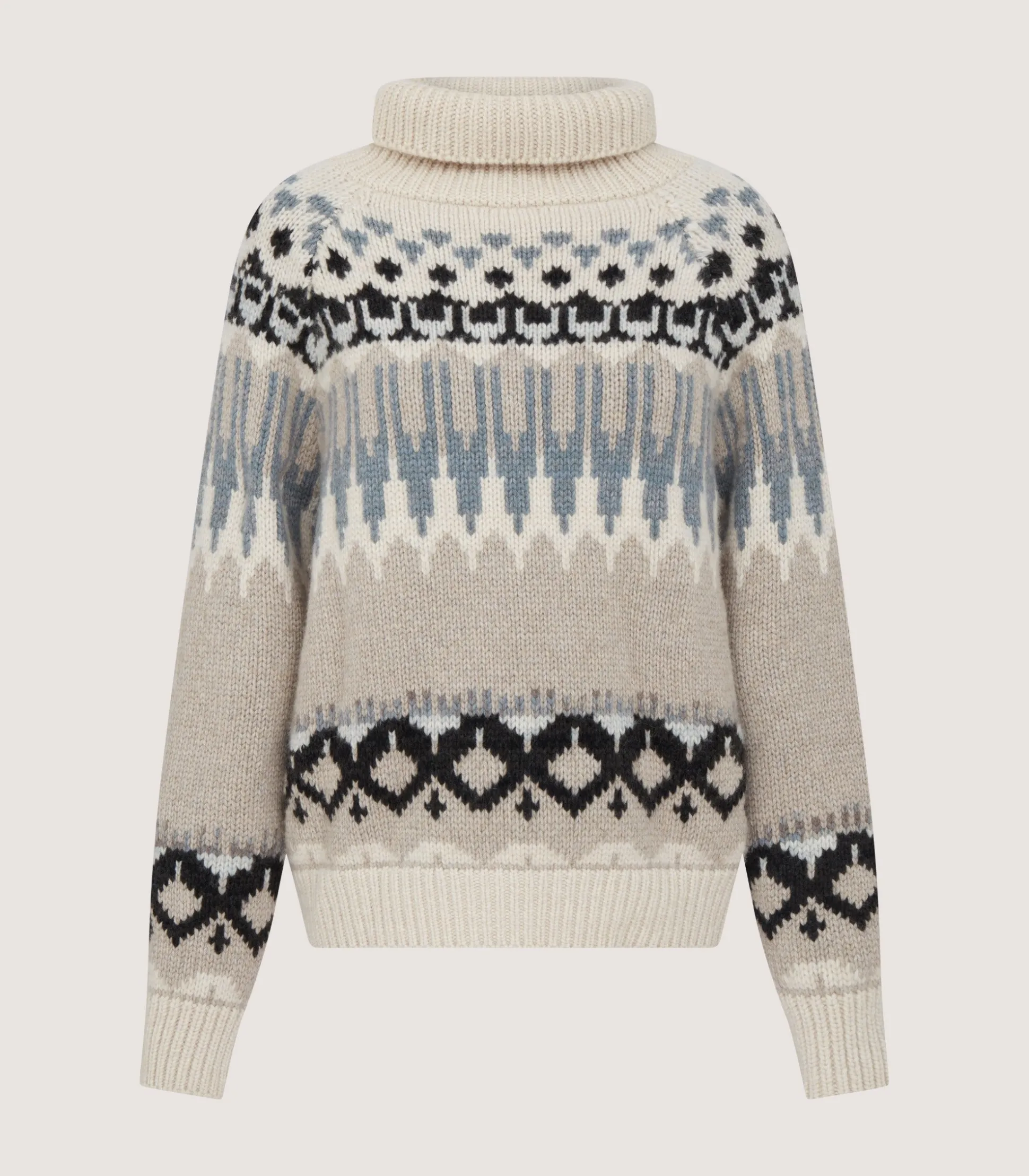 Women's Cashmere Fairisle Falcon Crew Neck Sweater In Kestral