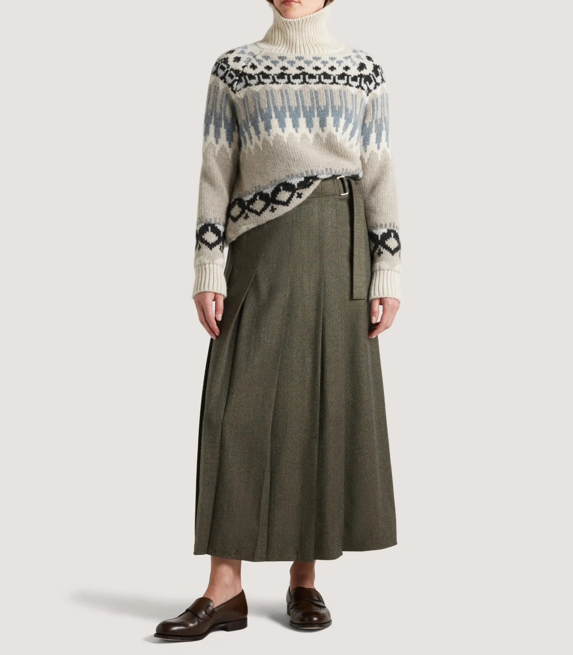 Women's Cashmere Fairisle Falcon Crew Neck Sweater In Kestral