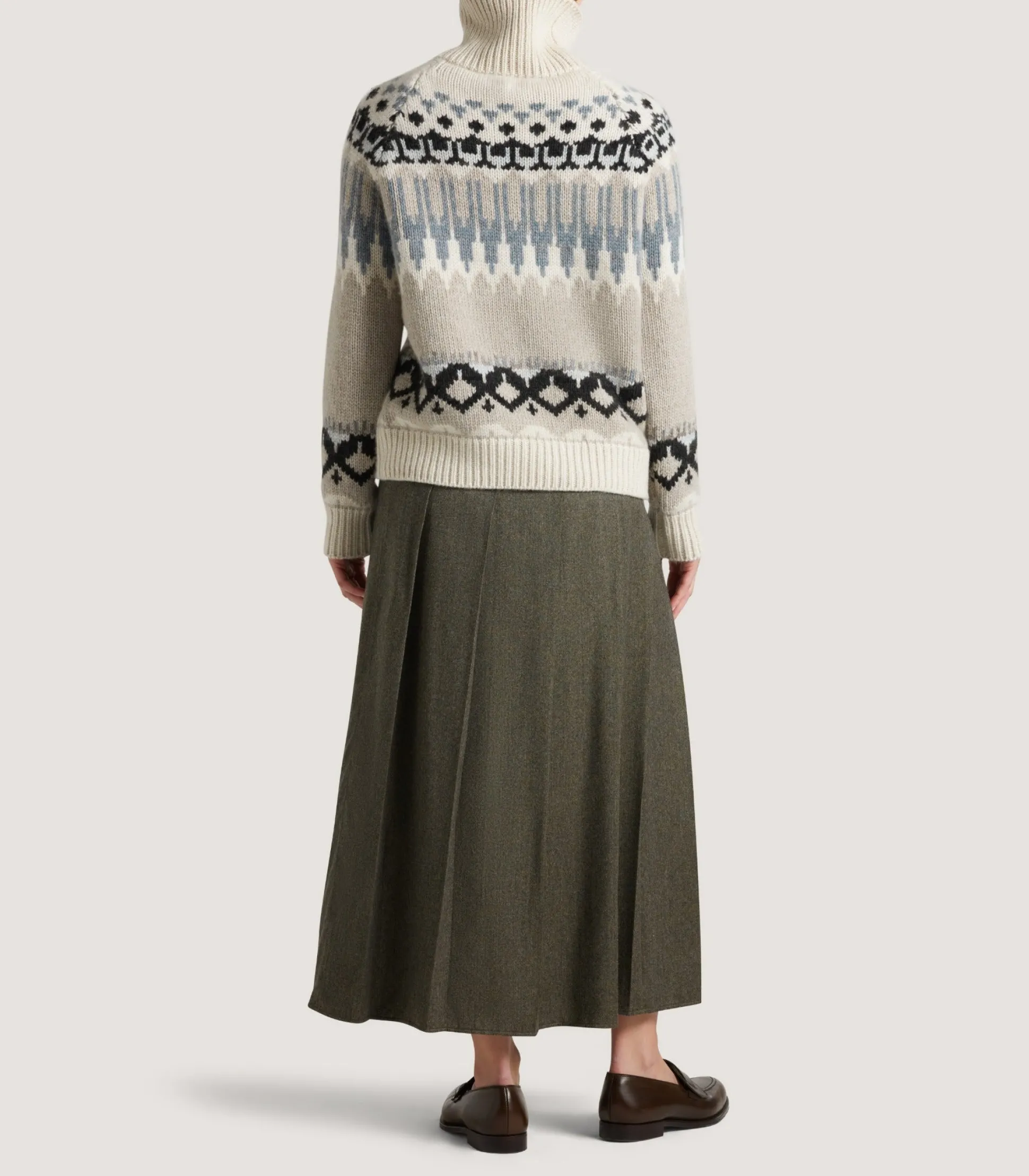 Women's Cashmere Fairisle Falcon Crew Neck Sweater In Kestral