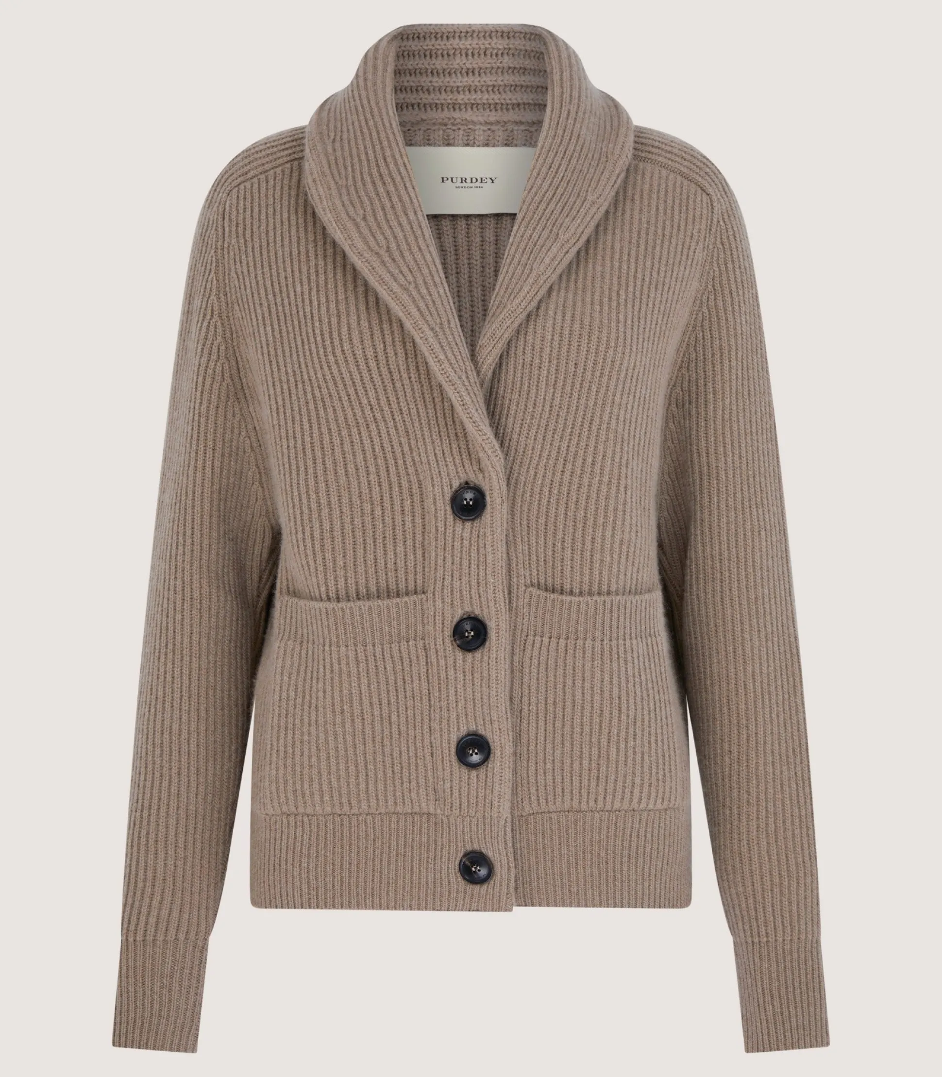 Women's Clifford Ribbed Cardigan in Taupe