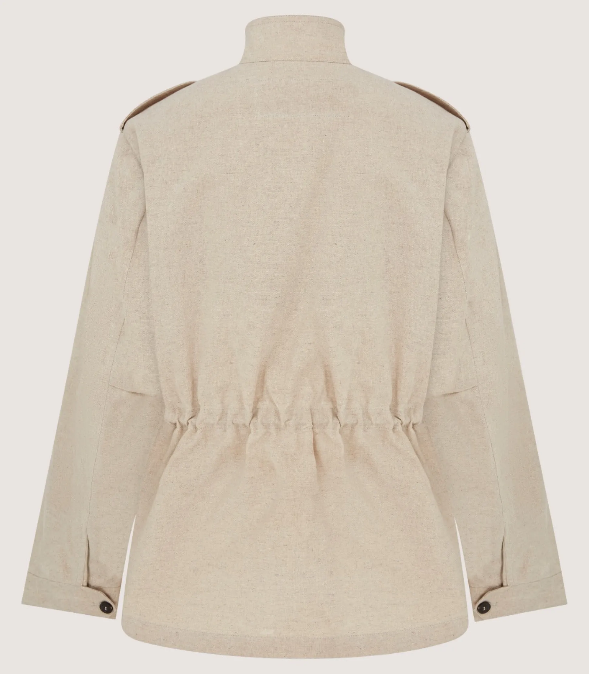 Women's Cotton Linen Field Jacket in Pale Stone