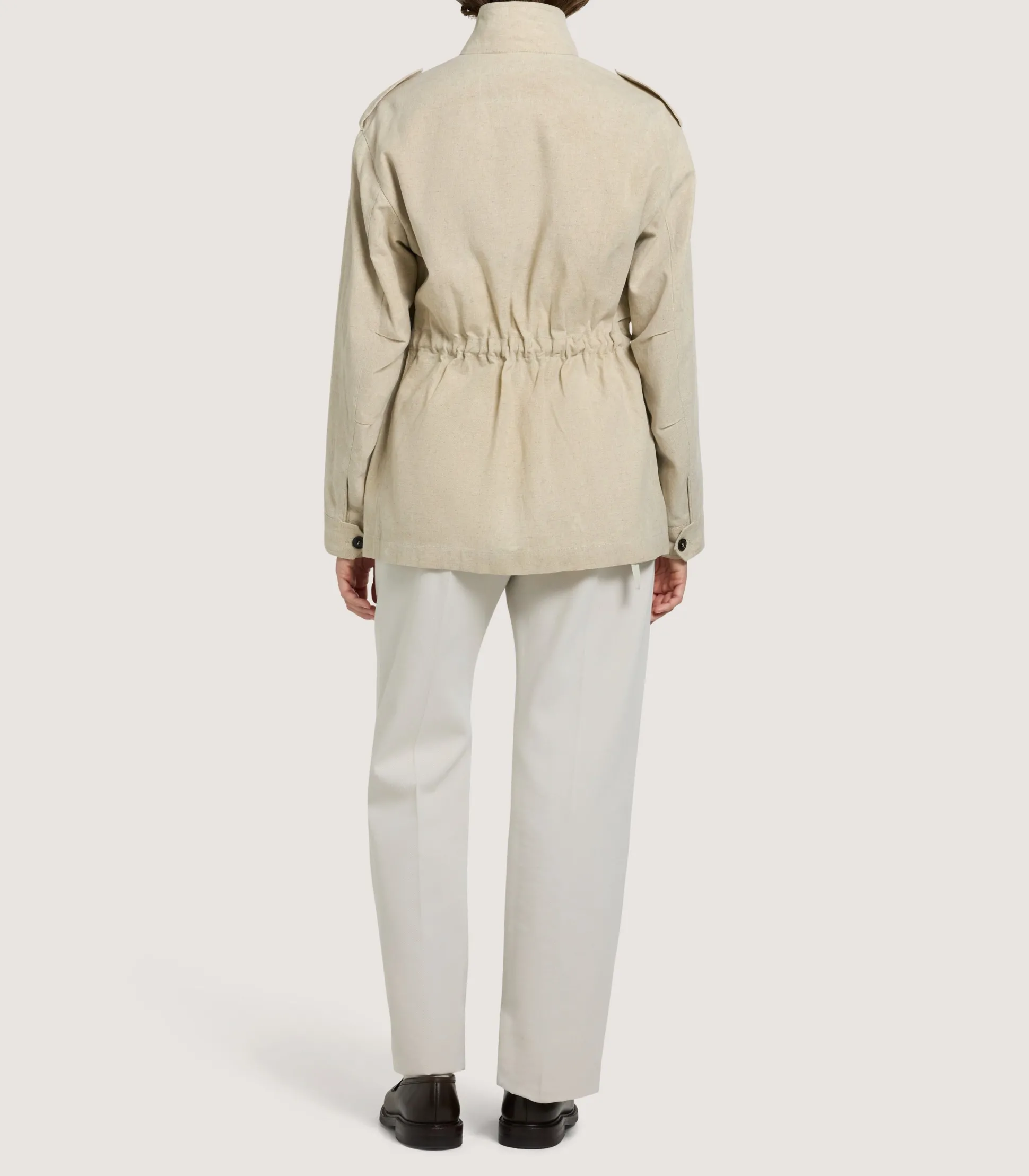 Women's Cotton Linen Field Jacket in Pale Stone