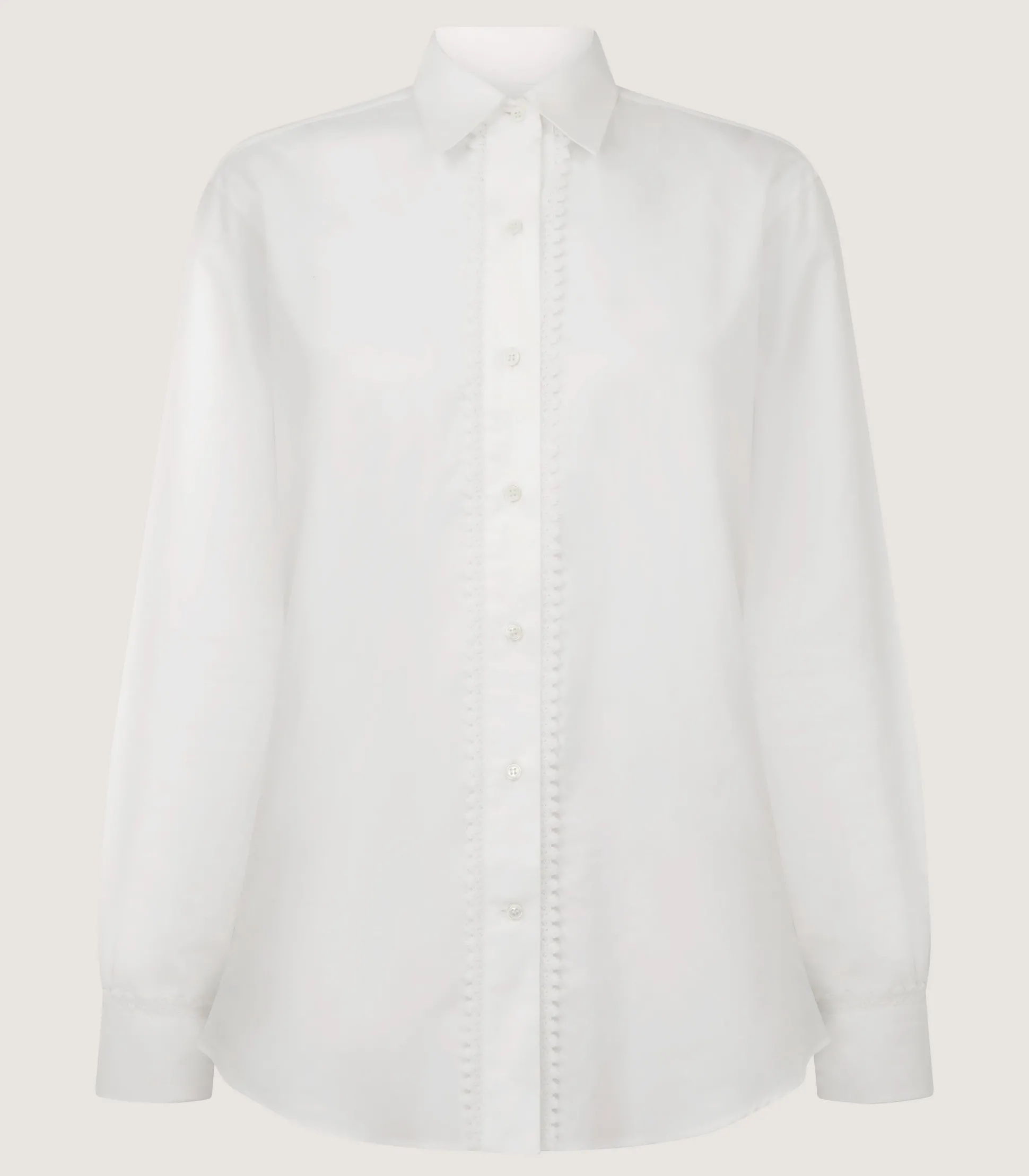 Women's Lace Placket Shirt in White