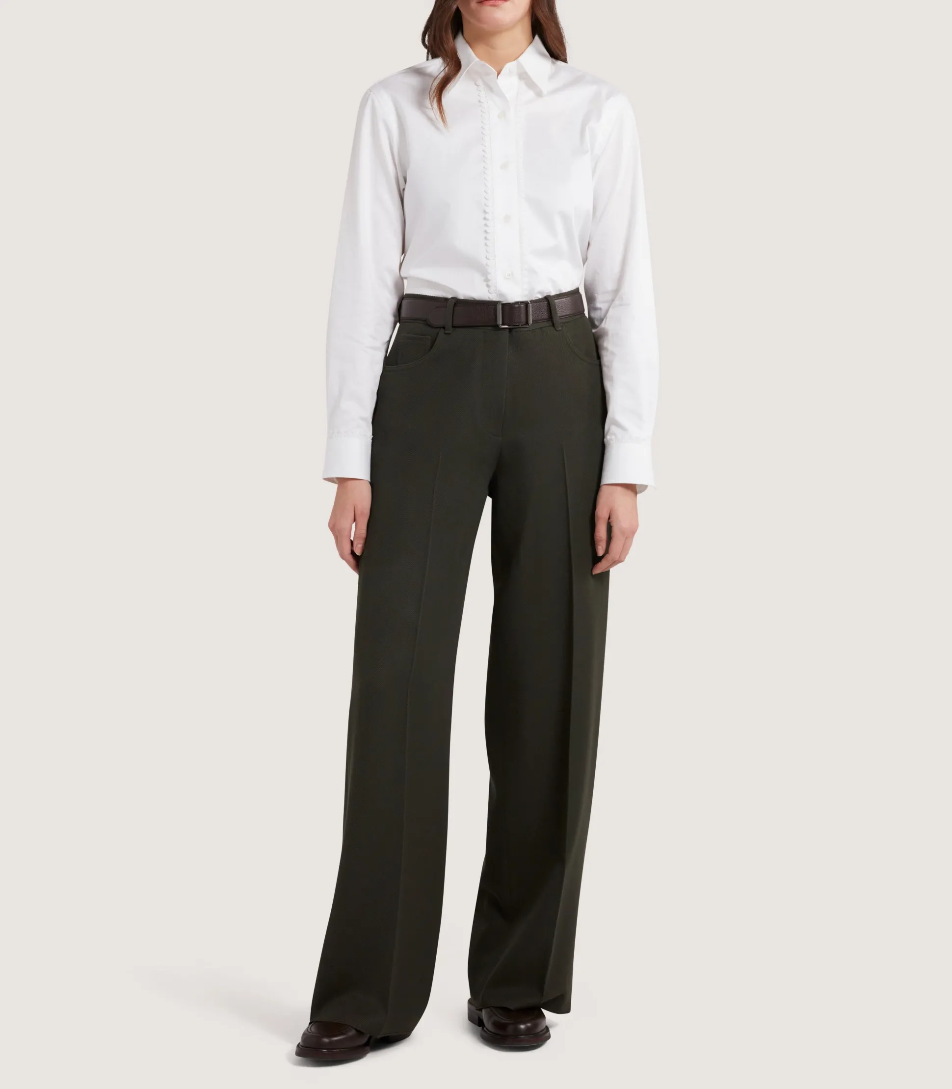 Women's Lace Placket Shirt in White