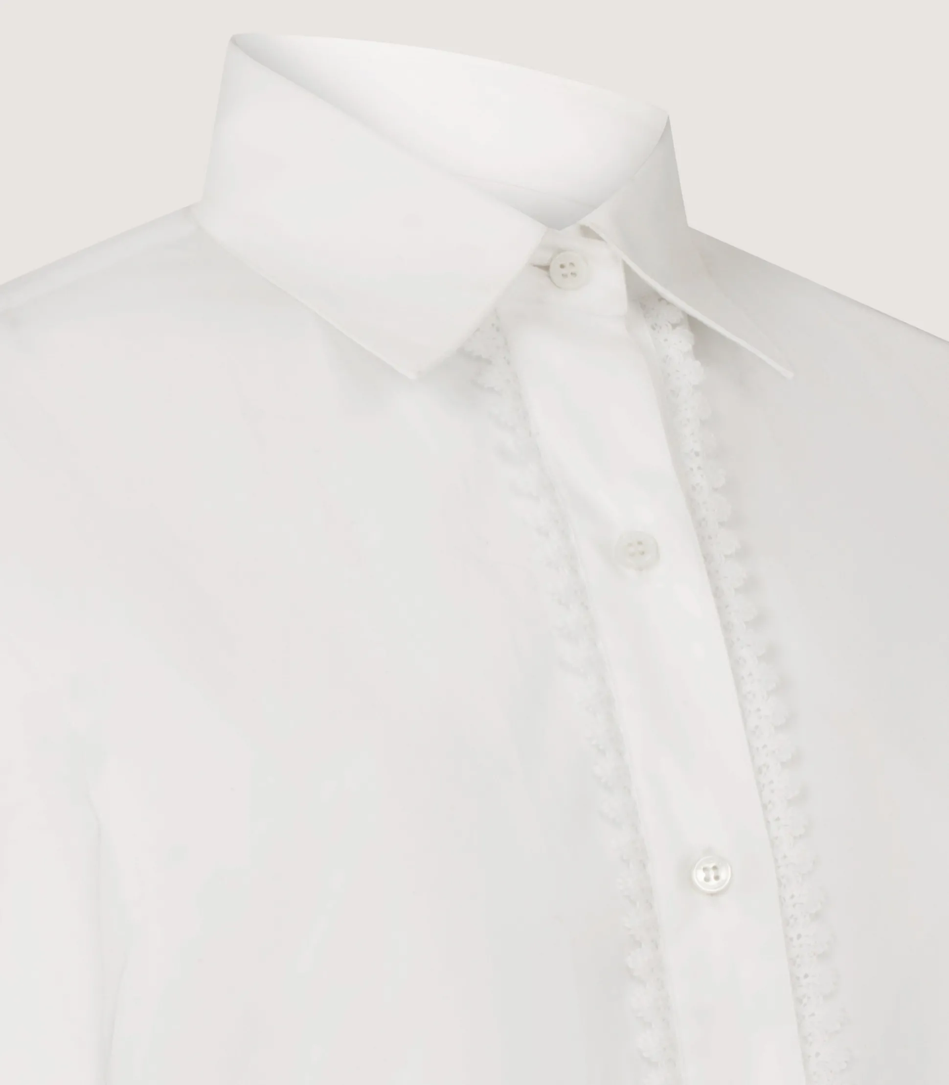 Women's Lace Placket Shirt in White