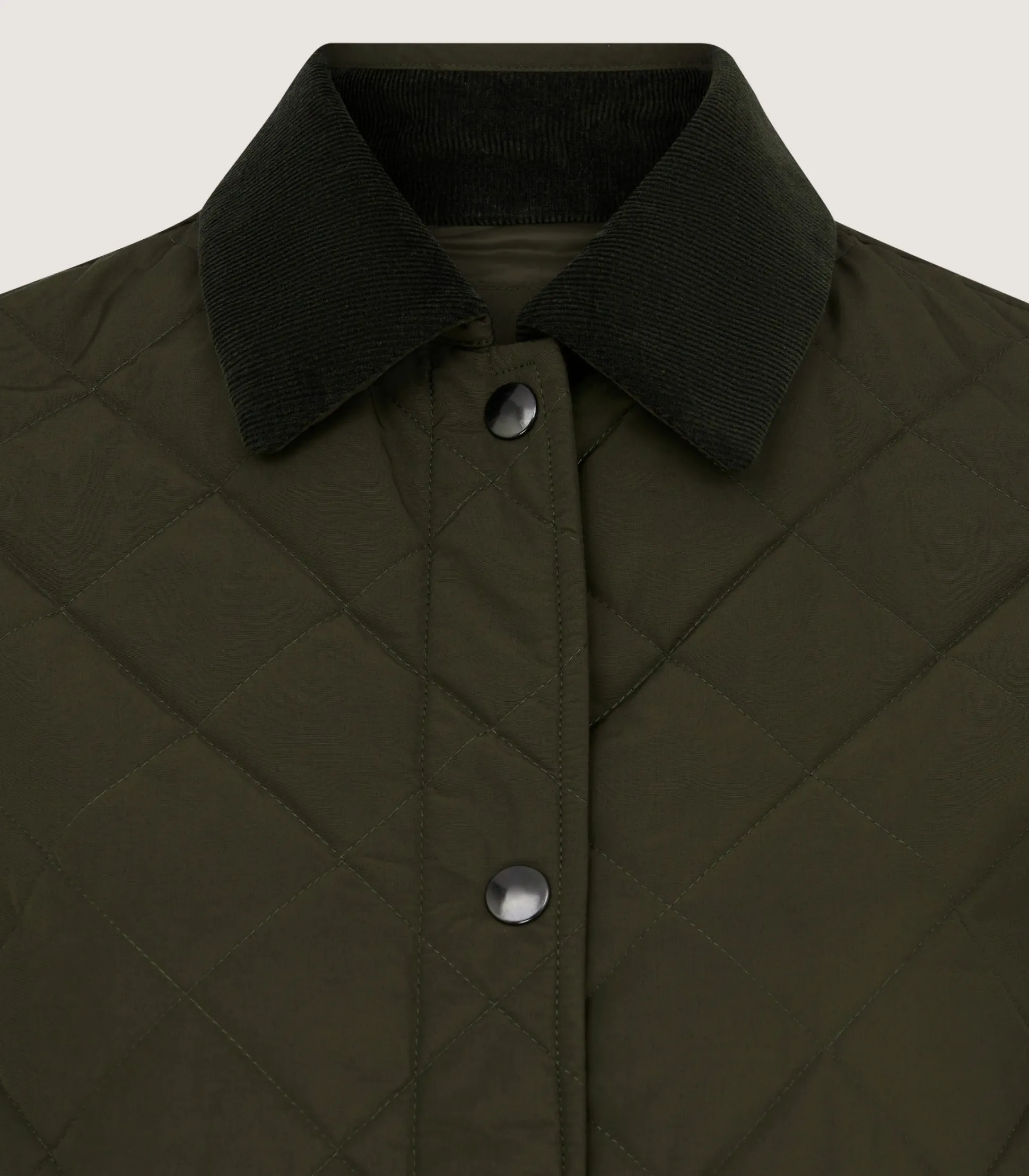 Women's Long Quilted Purdey Jacket in Dark Olive
