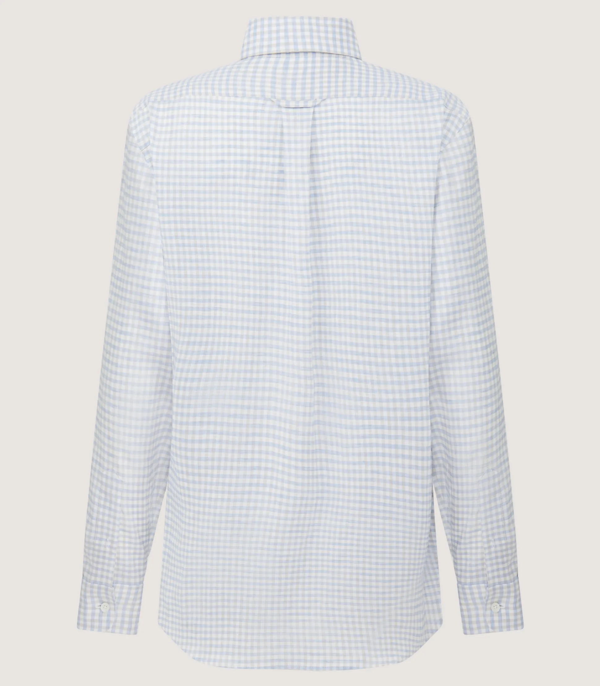 Women's Pale Indigo Linen Shepherd Check Button Down Shirt