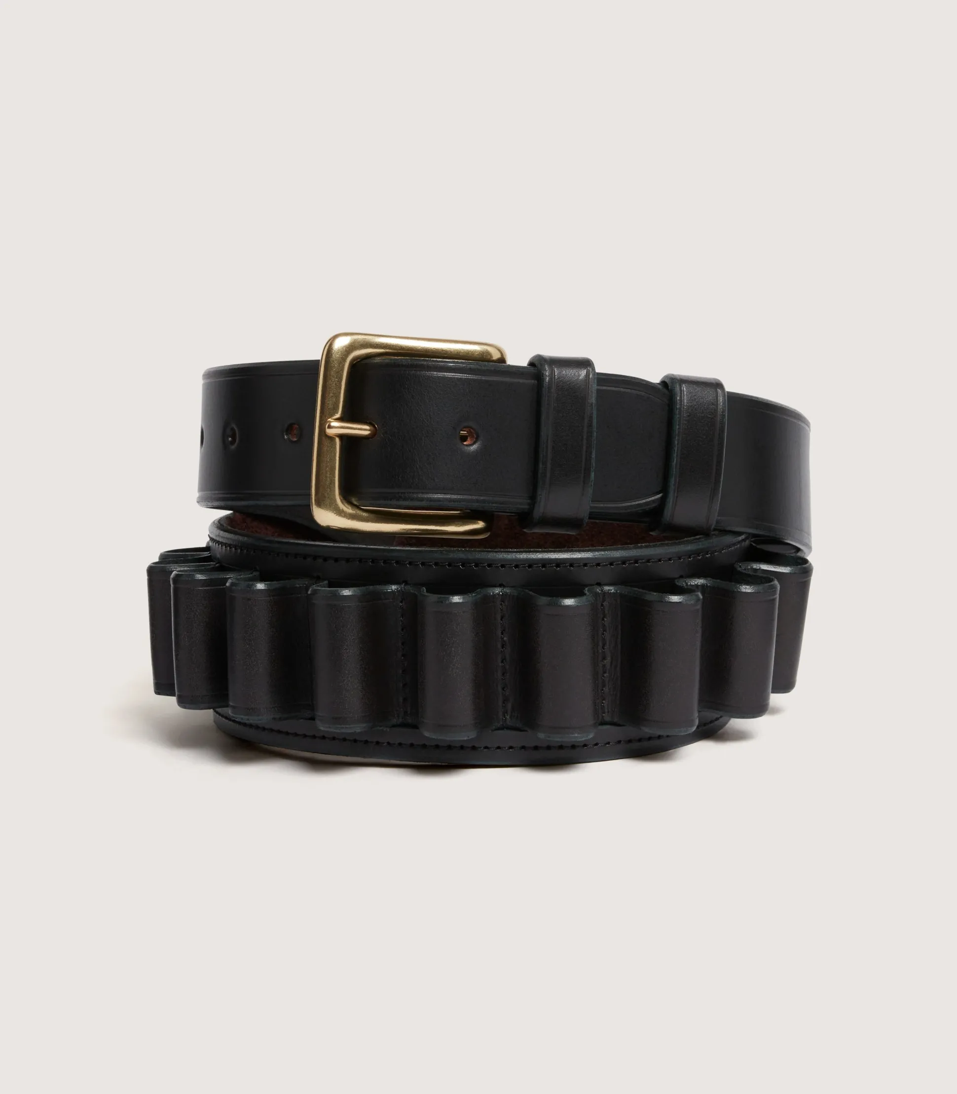 12 Gauge Bridle Leather Cartridge Belt In Dark Brown