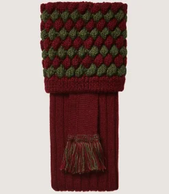 Bobble Top Socks With Garters In Audley Red