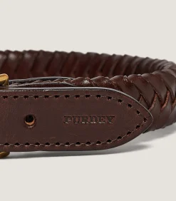 Braided Leather Dog Collar in Dark Brown