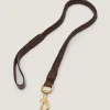 Braided Leather Dog Lead in Dark Brown