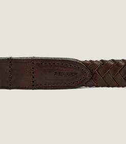 Braided Leather Dog Lead in Dark Brown