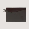 Featherburst Card Holder With D Ring In Dark Brown