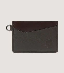 Featherburst Card Holder With D Ring In Dark Brown