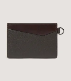 Featherburst Card Holder With D Ring In Dark Brown