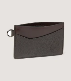 Featherburst Card Holder With D Ring In Dark Brown
