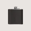 Grain Leather Hip Flask In Olive Green