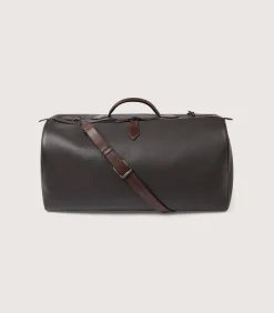 Leather Duffle Holdall Loader In Dark Brown