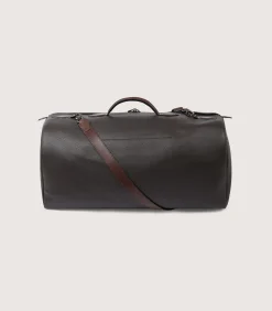 Leather Duffle Holdall Loader In Dark Brown