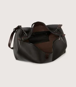 Leather Duffle Holdall Loader In Dark Brown