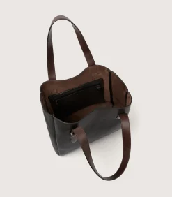 Leather Tote Keeper In Dark Brown