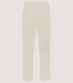 Men's Brushed Cotton Twill Flat Front Trousers In Stone
