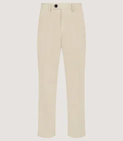 Men's Brushed Cotton Twill Flat Front Trousers In Stone