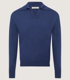 Men's Cashmere Duke Polo in Canvas Blue