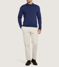 Men's Cashmere Duke Polo in Canvas Blue