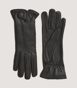Men's Cashmere Lined Deerskin Sporting Gloves - Left Hand Trigger In Dark Brown