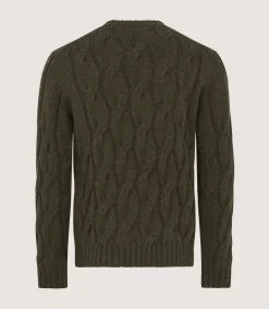 Men's Cashmere Loch Cable Crew Neck Sweater In Loden