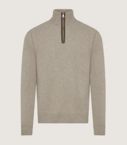 Men's Cashmere Quarter Zip Sweater in Pigeon