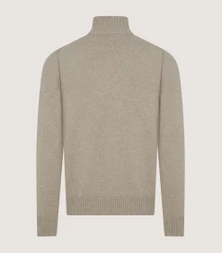 Men's Cashmere Quarter Zip Sweater in Pigeon