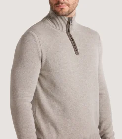 Men's Cashmere Quarter Zip Sweater in Pigeon