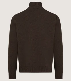 Men's Cashmere Quarter Zip Sweater in Walnut