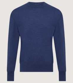 Men's Cashmere Seamless Crew Neck in Canvas Blue