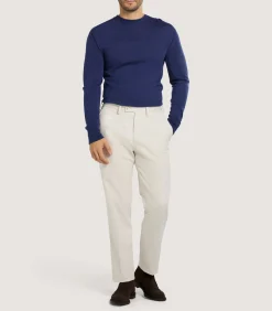 Men's Cashmere Seamless Crew Neck in Canvas Blue